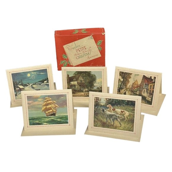 BURGOYNE Petite Picture Notes for Christmas + Original Box 1940 Famous Paintings - Picture 1 of 12